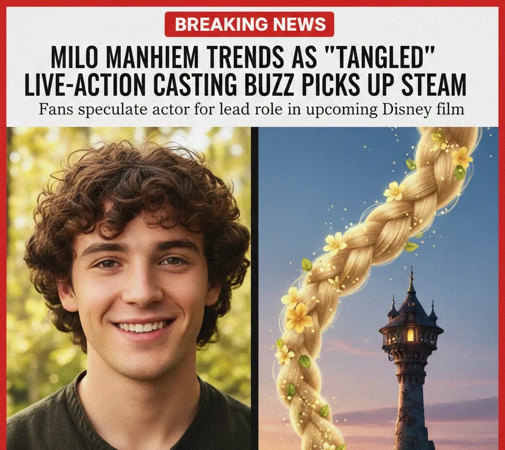 Milo Manheim Trends as Tangled Live-Action Casting Buzz Picks Up Steam create image for news blog post and use Breaking News Heading